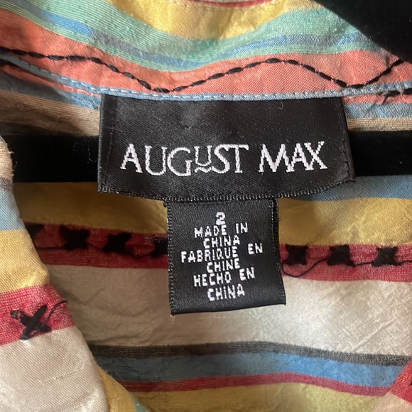 Vintage August Max patchwork style long sleeve button down blouse - Picture 3 of 7